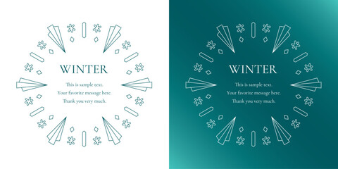 雪の結晶と光をモチーフにした冬の飾り枠。高級感のある囲みのデザイン