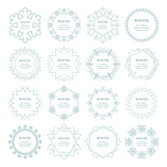 雪の結晶と光をモチーフにした冬の飾り枠。高級感のある囲みのデザイン