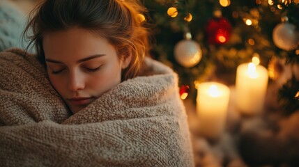 Cozy Winter Relaxation by a Warm Christmas Tree