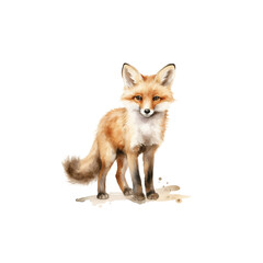 Obraz premium Baby fox watercolor standing 