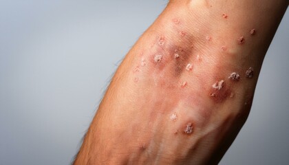 Fototapeta premium Close-up of a hand or arm with a mild rash, showcasing potential symptoms and health concerns