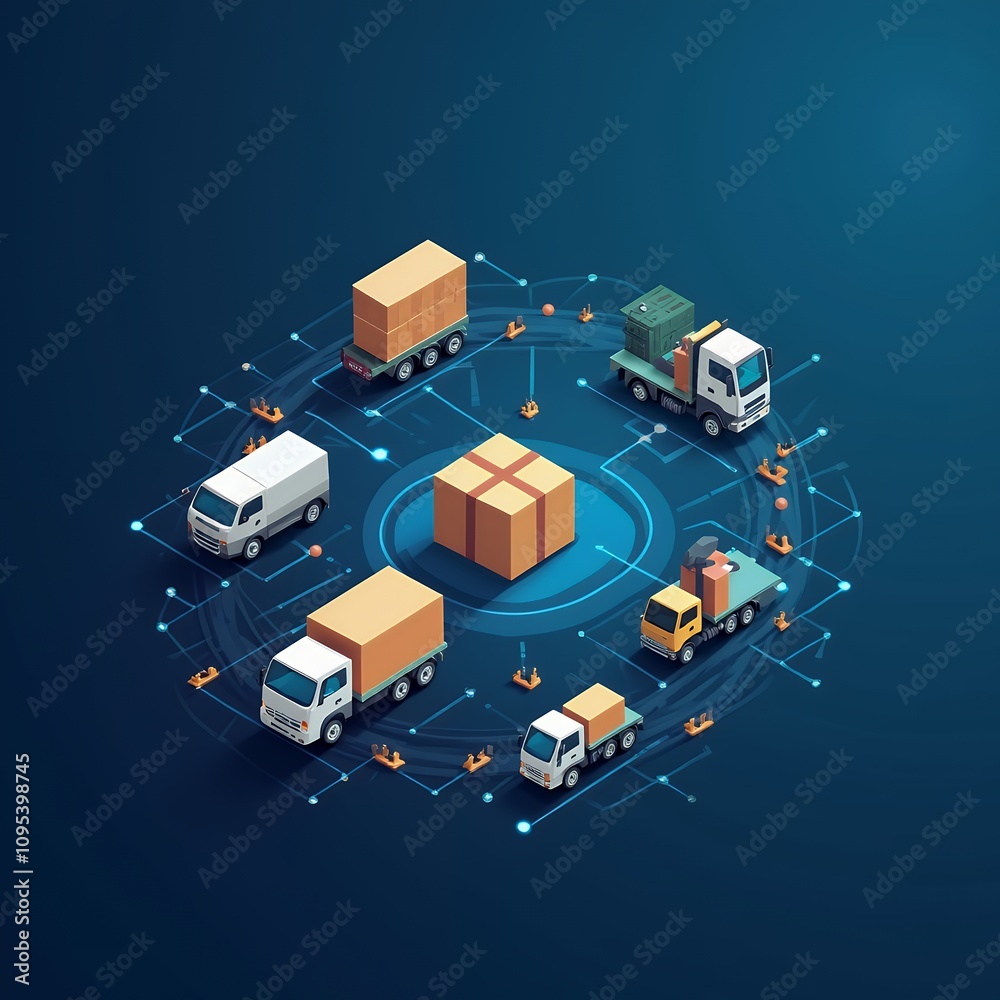Poster comprehensive visualization of procurement management and supply chain concepts highlighting icons r