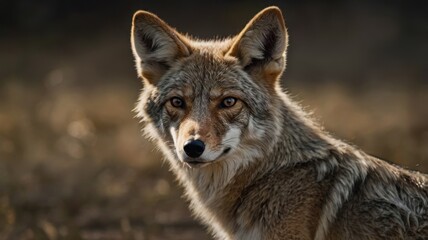 Fototapeta premium Coyote is standing in the grass