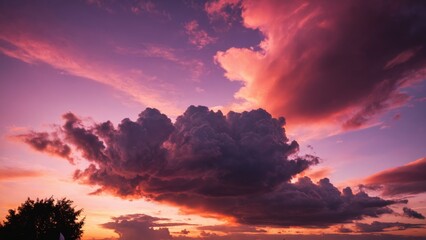 Vibrant sunset colors painting the sky over a serene landscape at twilight