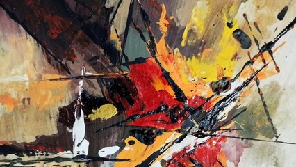 Naklejka premium Artistic contemporary brown grey dark abstract expressionism paintings composition colors 