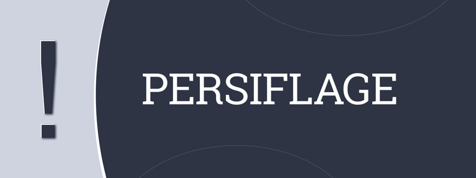 Persiflage. A blue banner illustration with white text.