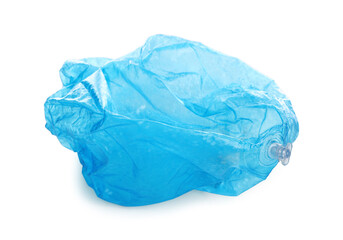 Fototapeta premium Deflated light blue beach ball isolated on white