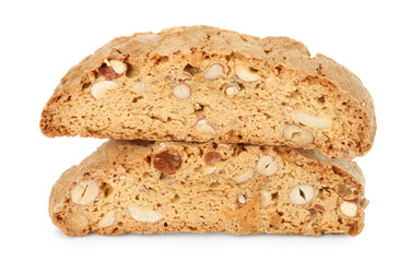 Traditional Italian almond biscuits (Cantucci) isolated on white