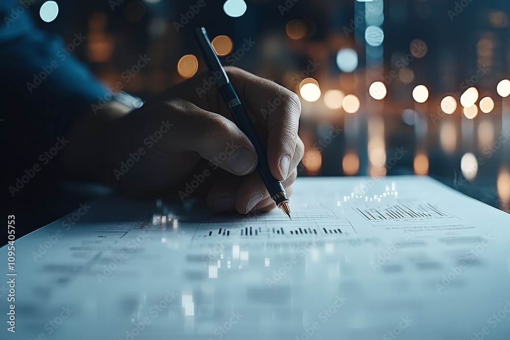 Poster a person writes a detailed analysis report using tables and charts, highlighting insights and trends