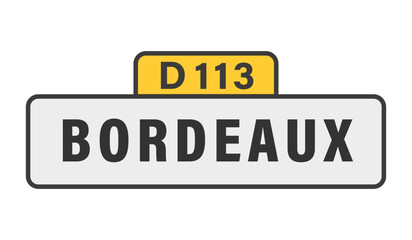BORDEAUX, D113, panneau entrée d'agglomération, (symbolique)