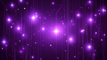 Fototapeta premium Abstract purple circuit board with glowing lines and bokeh. Futuristic Neon Circuit. Illustration