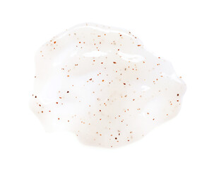 Smear of body scrub isolated on white, top view