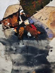 Artistic contemporary brown grey dark abstract expressionism paintings composition colors 