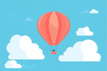 Obraz premium Colorful hot air balloon floating among fluffy clouds on a bright sunny day
