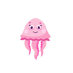 Cute jellyfish. Marine life animals. Template for stickers, baby shower, greeting cards and invitation. Isolated vector illustration. Cartoon jellyfish. Sea animal. 