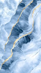 Fototapeta premium A piece of white marble with intricate patterns in shades of blue and gold