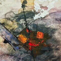 Artistic contemporary brown grey dark abstract expressionism paintings composition colors 