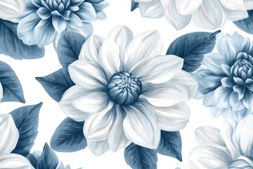 Elegant Blue and White Dahlia Floral Design