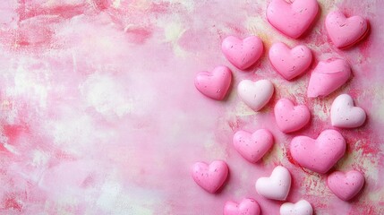Fototapeta premium Pink and White Hearts on a Pink Background