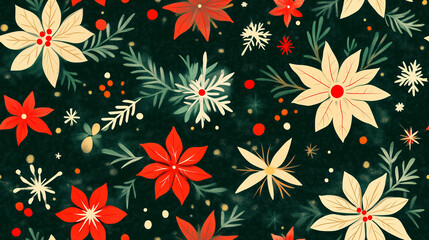 Christmas elements on a wrapping paper