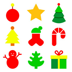 sets of Christmas Holiday winter season colorful icon set on white background