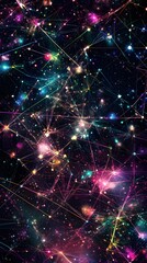 Obraz premium Glowing white lines, triangles, and circles connected by glowing edges, forming an abstract background