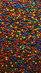 Colorful mix of multicolor candies for sweet treat background or party decoration