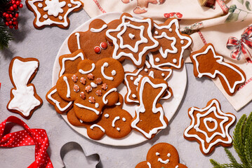 GINGERBREAD  on a Christmas rustic background