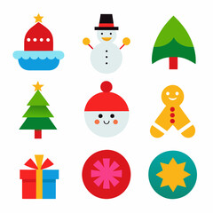 sets of Christmas Holiday winter season colorful icon set on white background