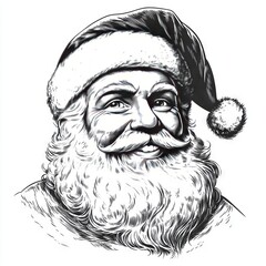 vector comic style sketch of Santa Claus happy face, rough black outlines on white background " ai generator "