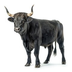 Young Belgian blue bull isolated on white background.