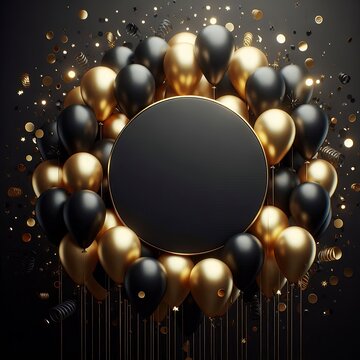 globos negros y dorados. a&ntilde;o nuevo