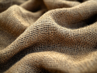 Fototapeta premium Close-up of Beige Burlap Fabric Texture