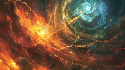 Obraz premium A pulsating cyclone of energy radiating intensity and fervor.