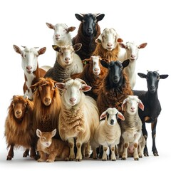 Large group of many farm animals standing together