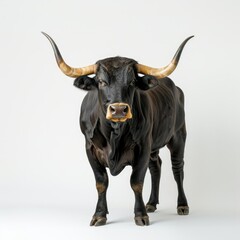 Naklejka premium long horn bull isolated on white background