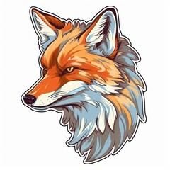 Obraz premium Digital Illustration of a Fierce Fox Head Sticker Design