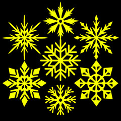 sets of Christmas Snowflake colorful icon set on white background