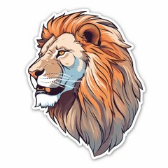 Digital Illustration of a Majestic Lion Head Sticker Design