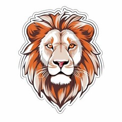 Digital Illustration of a Majestic Lion Head Sticker Design