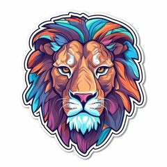 Digital Illustration of a Majestic Lion Head Sticker Design