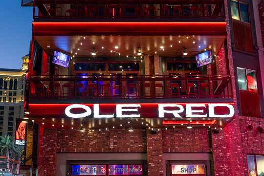 Las Vegas, NV, USA - November 9, 2024: Blake Shelton's Ole Red is the country music singer's club on on the Las Vegas strip with food, liquor, and multiple levels for guests.