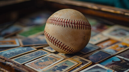 retro baseball with collectible cards, celebrating sports history.