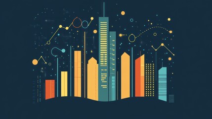 Abstract Cityscape at Night: A Modern Urban Illustration