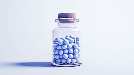 blue pills in glass