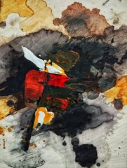 Contemporary abstract expressionis cubism paintings in orange grey dark colors composition