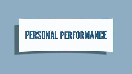 Personal Performance. A card isolated on blue background.