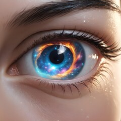 Galaxy in a female eye