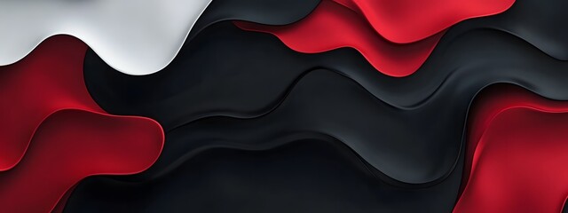 Red and black background with smooth lines, elegant curves, and shiny highlights.