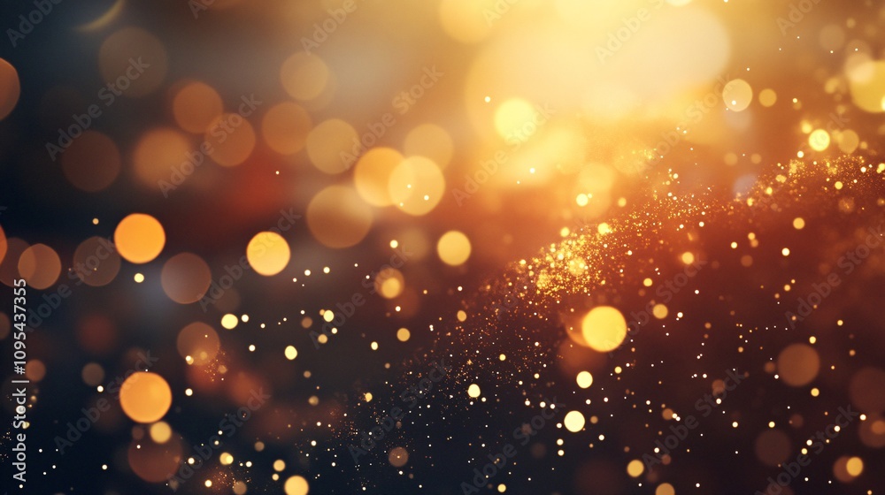 Aufkleber Golden particles and bokeh effect creating festive atmosphere background
